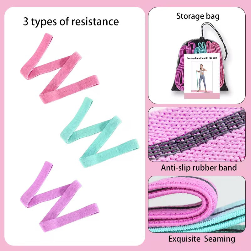 Body Bands Set of 3 (Fabric Resistance Band)